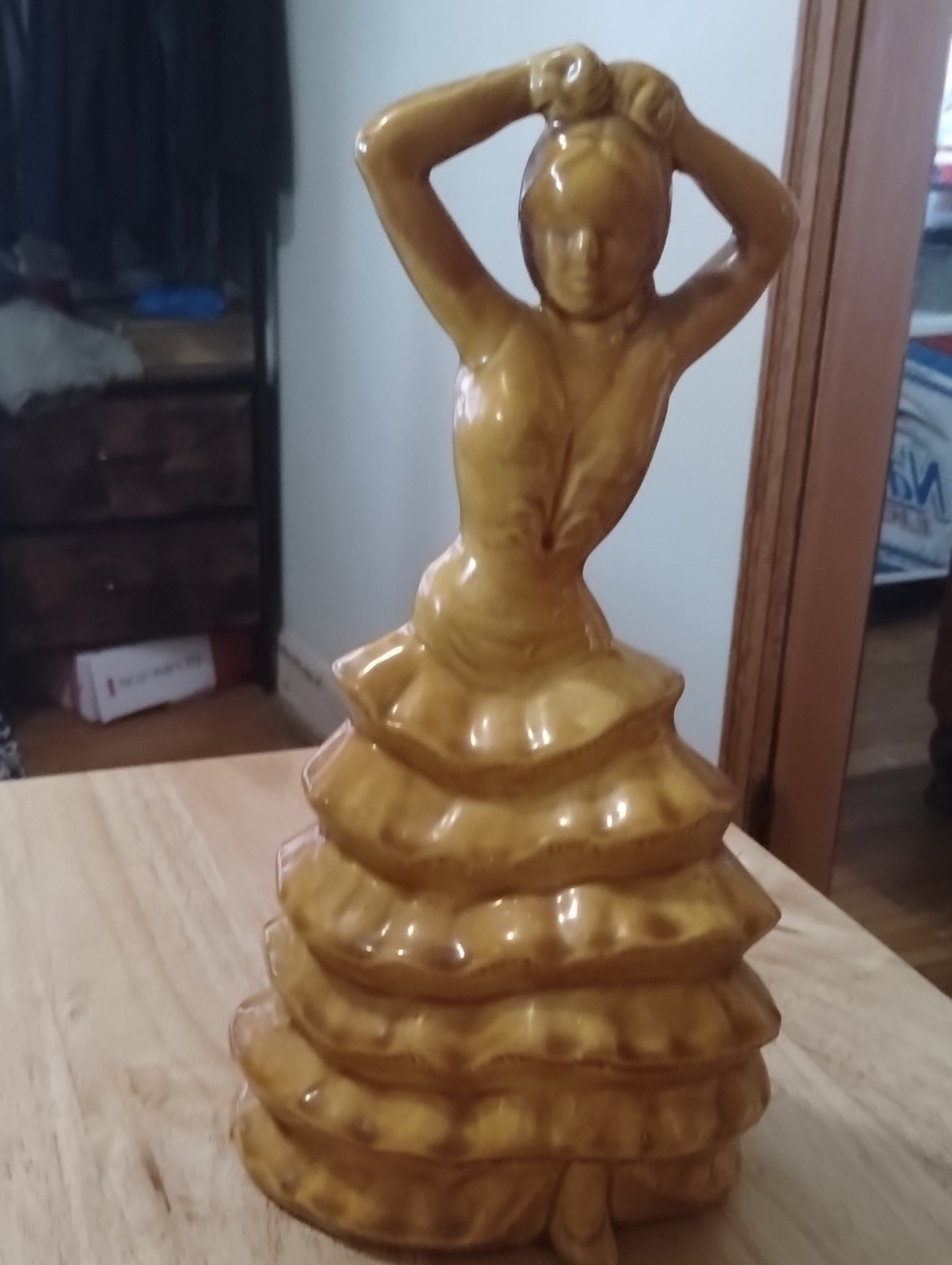 Yellow Ceramic Ballerina Figurine - Decorative Home Accent